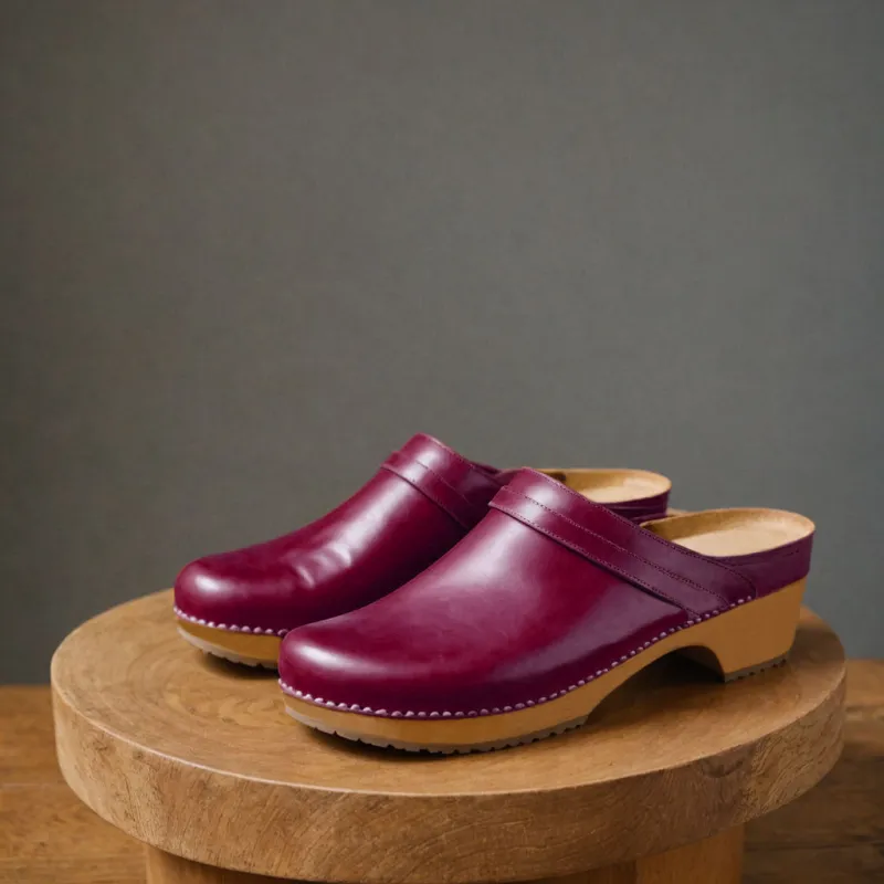 Burgundy Leather Celeste Calm Mule Loafers - Summer 2024 Collection sold by Costoso Italiano