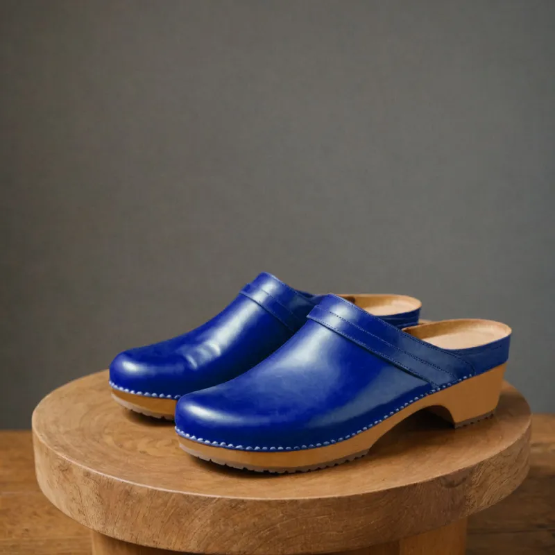 Blue Leather Celeste Calm Mule Loafers - Summer 2024 Collection sold by Costoso Italiano