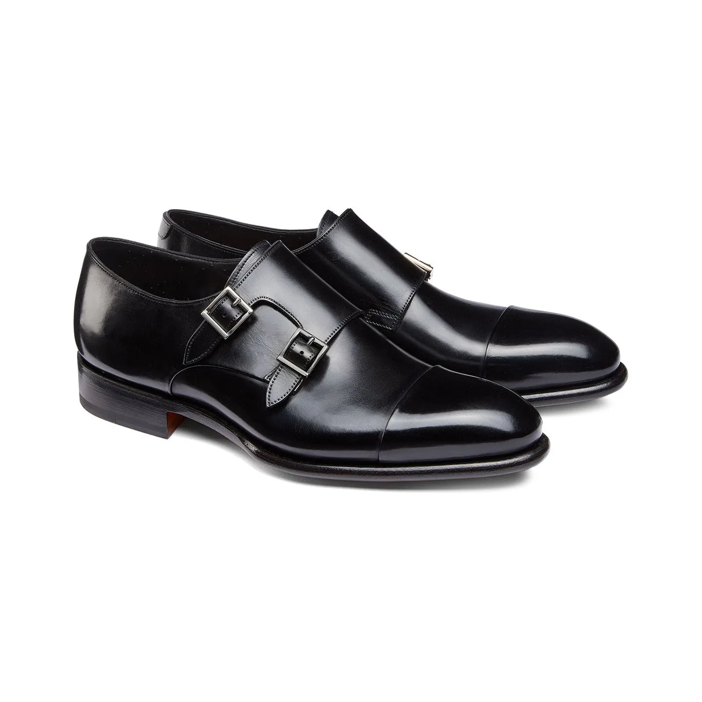 Height Increasing Black Leather Castle Monk Straps - Formal Shoes sold by Costoso Italiano