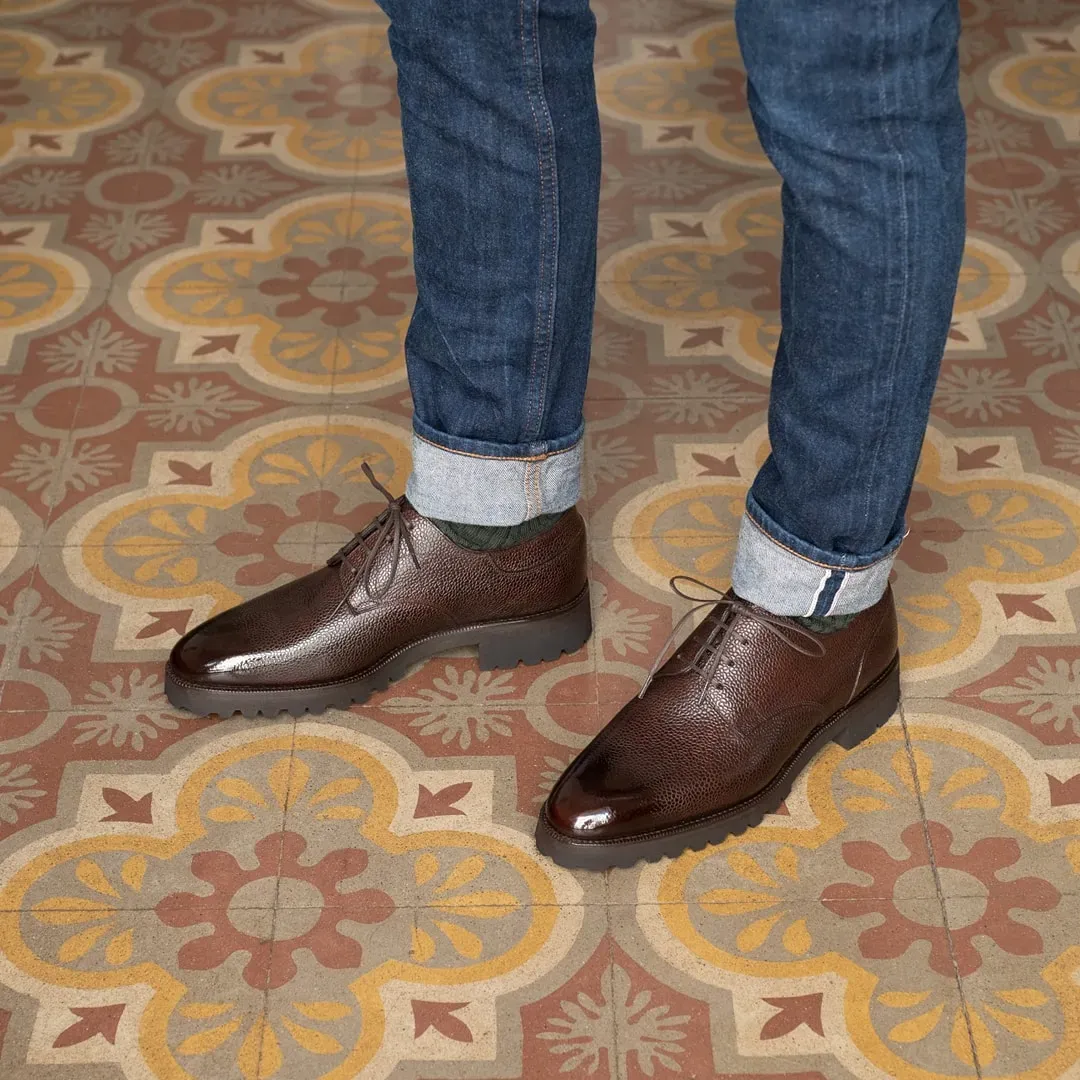 Brown Leather Alissa Chunky Derby Shoes - With Track Soles sold by Costoso Italiano product image thumbnail 3