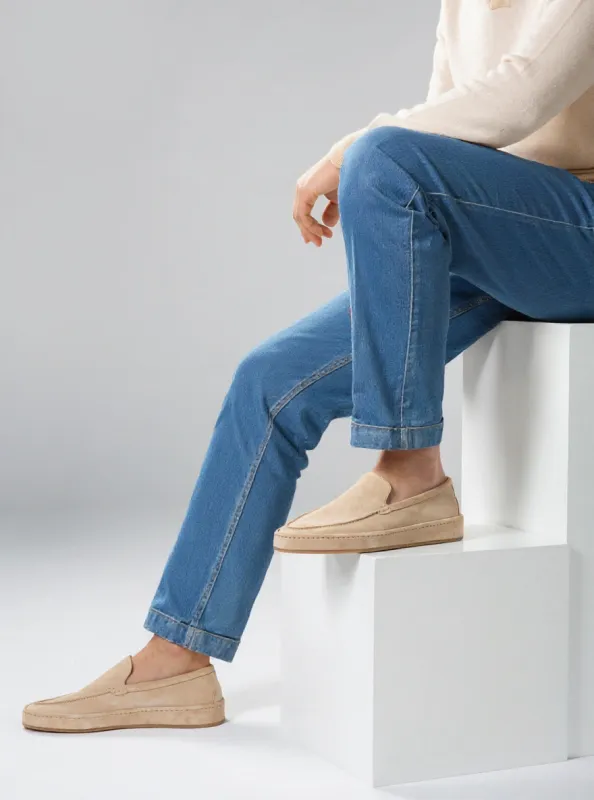 Handmade Made Cream Italian Suede Leather Maniac Calm Loafers - AW24 sold by Costoso Italiano