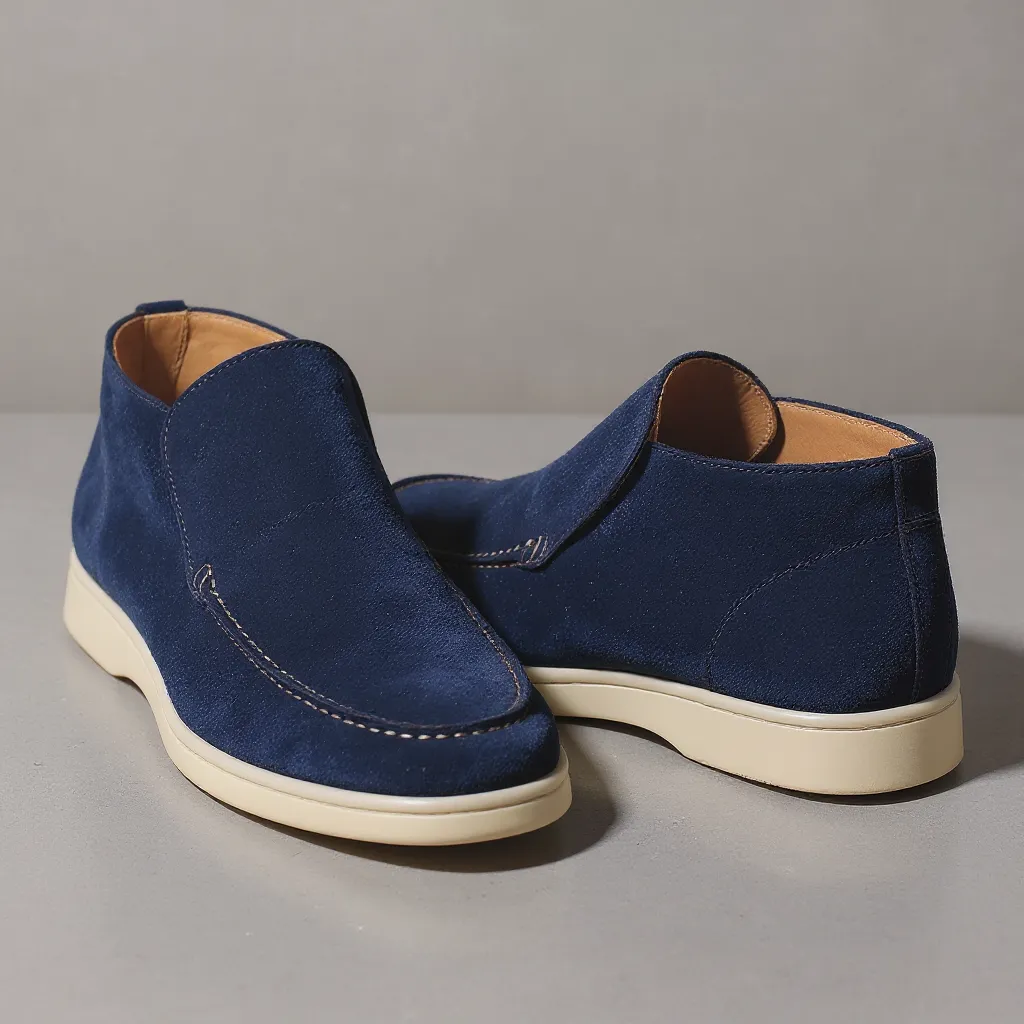 Navy Blue Leather Lusso Slip On Yatch Half Boots with White Soles - Summer 2024 Collection - ITALIAN AW26 sold by Costoso Italiano product image thumbnail 4