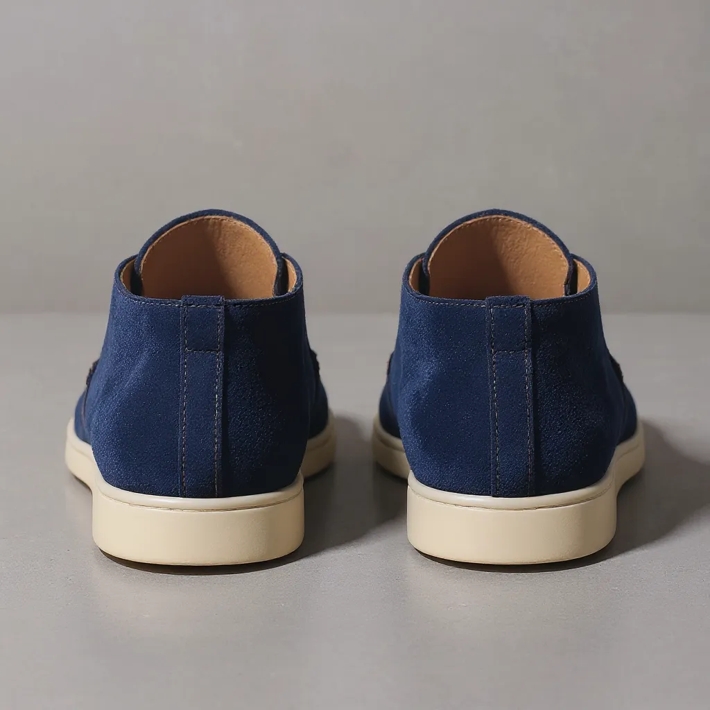 Navy Blue Leather Lusso Slip On Yatch Half Boots with White Soles - Summer 2024 Collection - ITALIAN AW26 sold by Costoso Italiano product image thumbnail 3