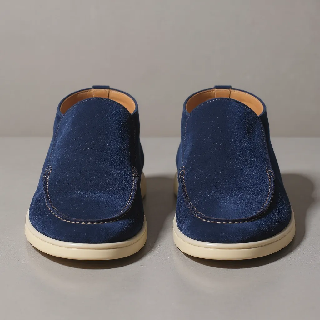 Navy Blue Leather Lusso Slip On Yatch Half Boots with White Soles - Summer 2024 Collection - ITALIAN AW26 sold by Costoso Italiano product image thumbnail 5