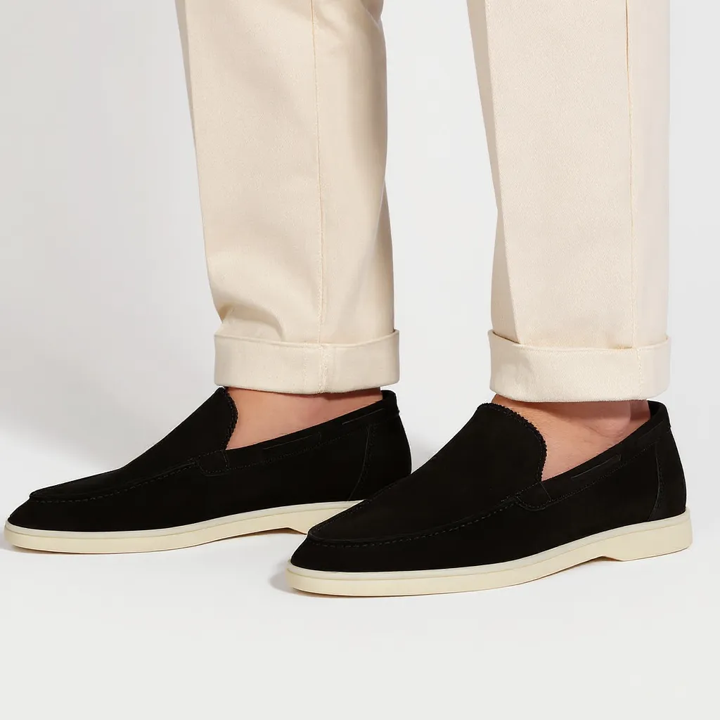 Height Increasing Black Suede Goku Yatch Loafers with White Soles - Summer 2024 Collection - ITALIAN AW26 sold by Costoso Italiano