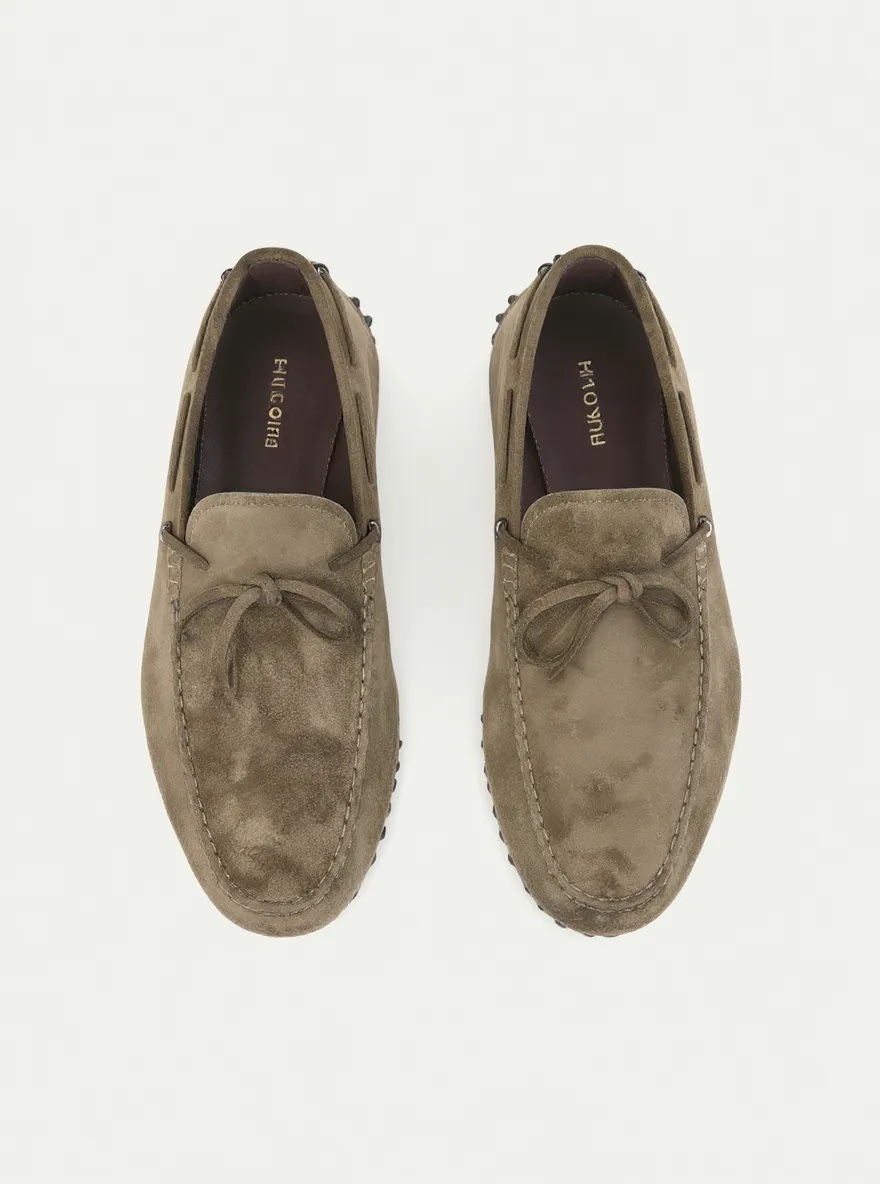 Olive Green Suede Leather Oriela Driving Loafers - AW24 - ITALIAN AW26 sold by Costoso Italiano product image thumbnail 3
