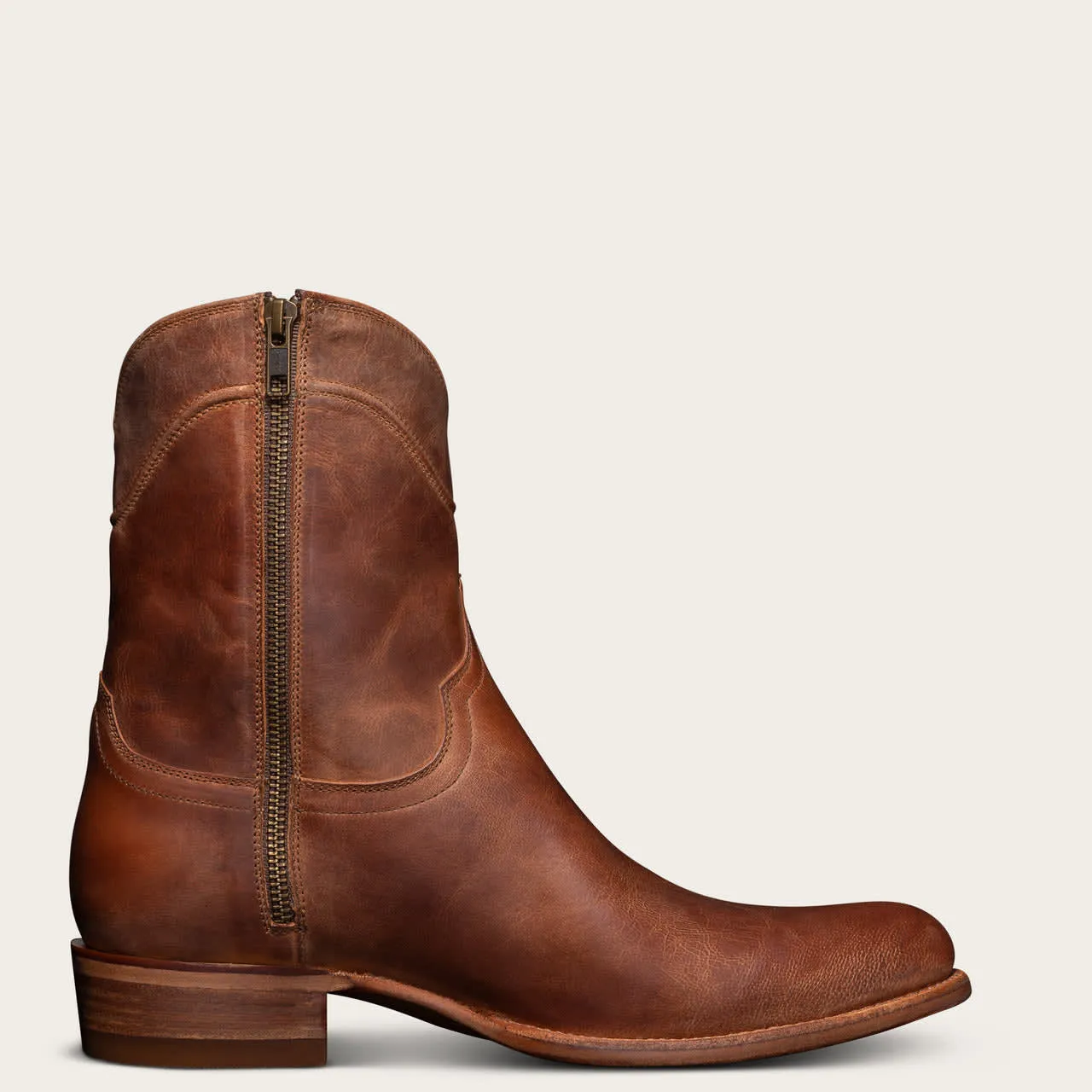 Tan Leather Barstow Slip On Zipper Western Cowboy Boots sold by Costoso Italiano product image thumbnail 4