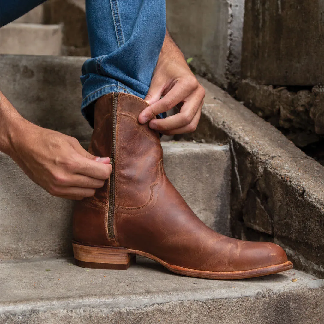 Tan Leather Barstow Slip On Zipper Western Cowboy Boots sold by Costoso Italiano product image thumbnail 5