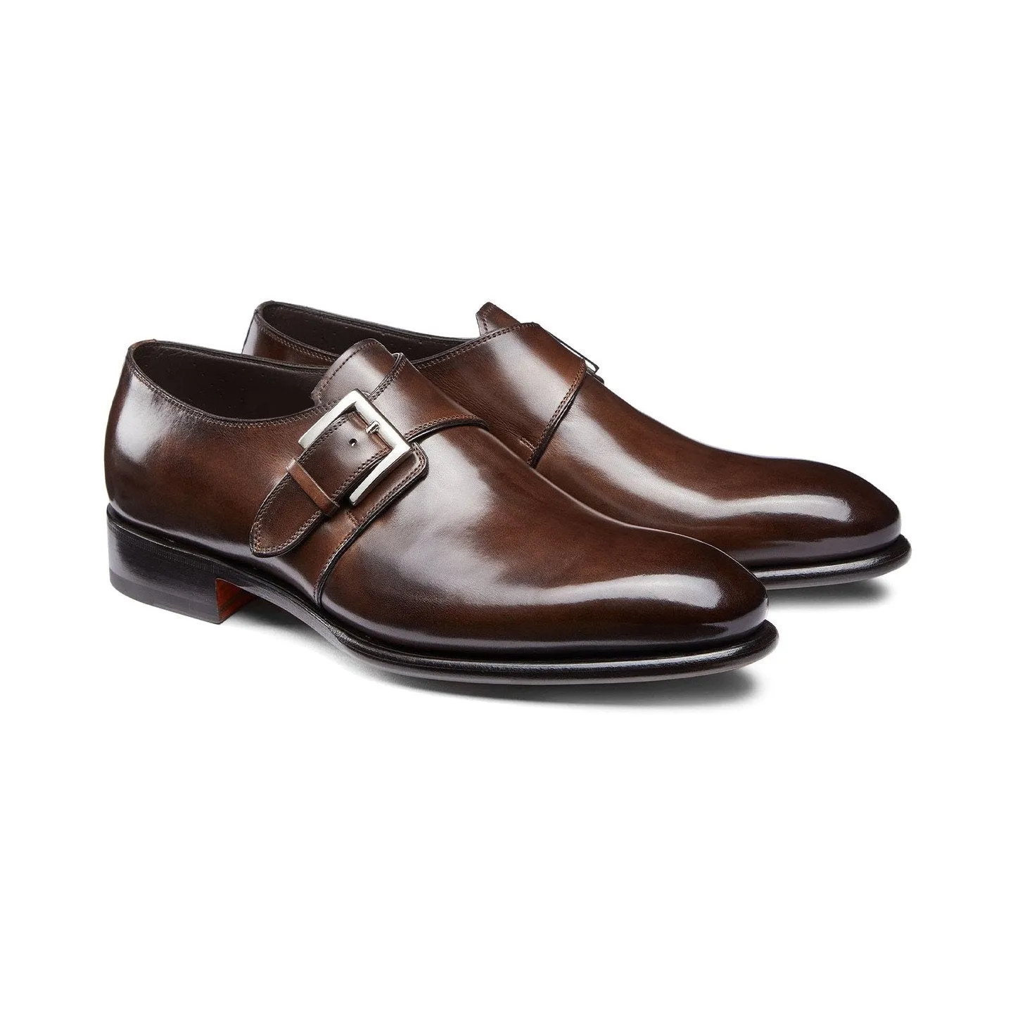 Flat Feet Shoes - Brown Leather Bromley Monk Straps with Arch Support sold by Costoso Italiano