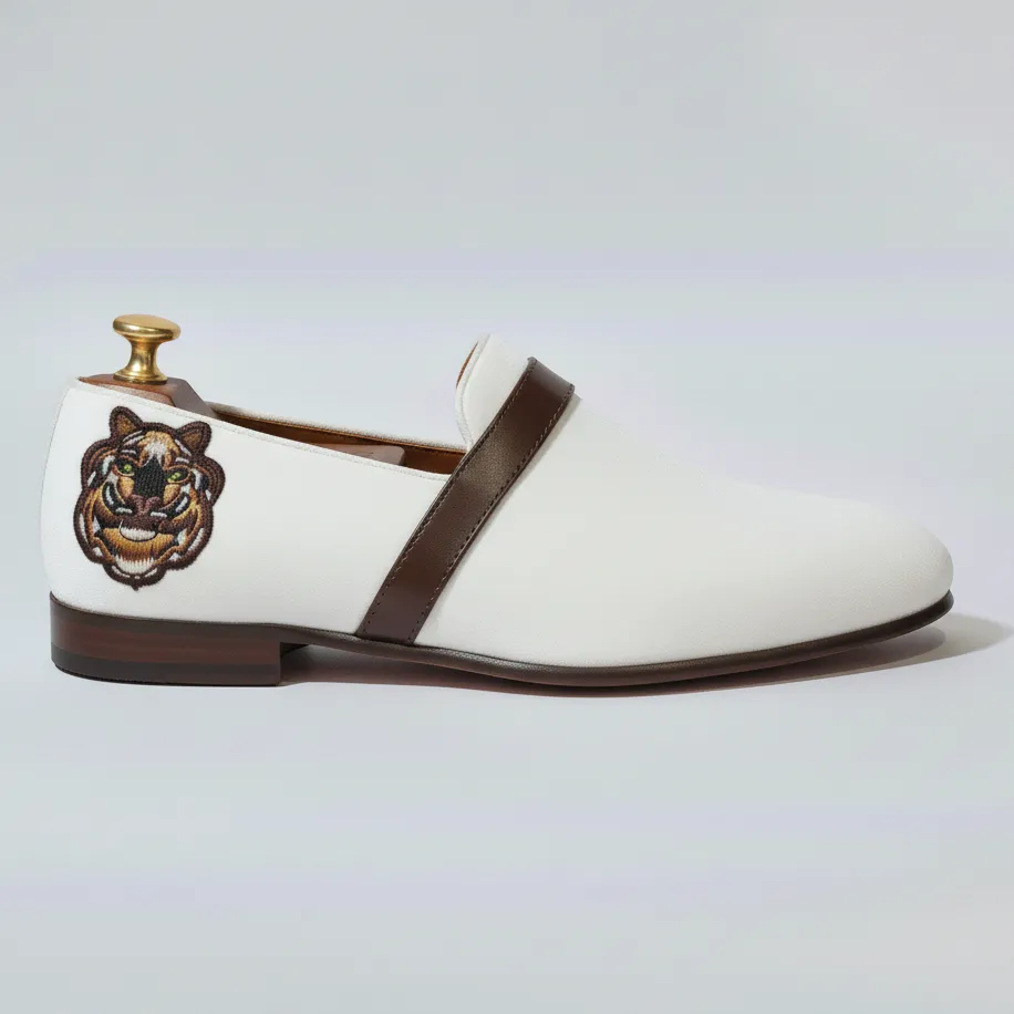 White Velvet Tana Peshawari Loafers | Wedding Shoes for Groom | Shoes for Haldi Mehendi Sangeet sold by Costoso Italiano product image thumbnail 2