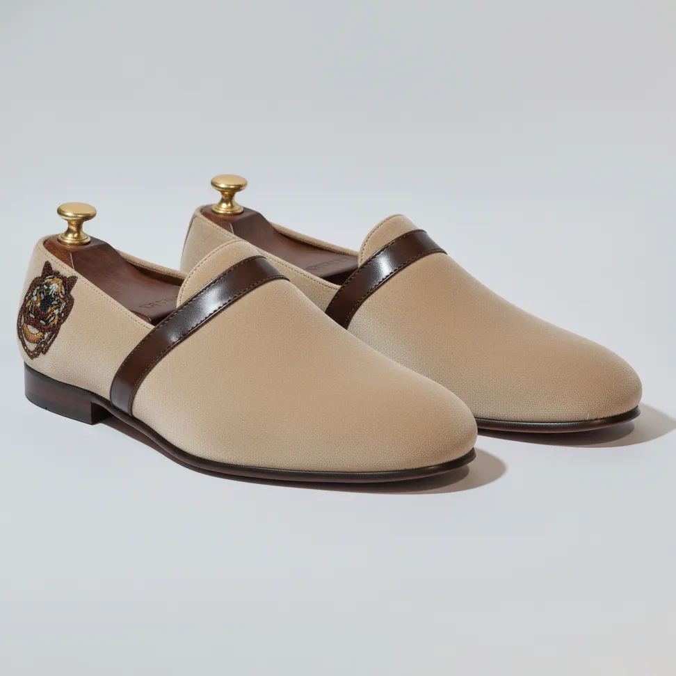 Cream Velvet Tana Embroidered Peshawari Loafers | Wedding Shoes for Groom | Shoes for Haldi Mehendi Sangeet sold by Costoso Italiano
