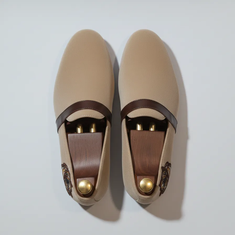 Cream Velvet Tana Embroidered Peshawari Loafers | Wedding Shoes for Groom | Shoes for Haldi Mehendi Sangeet sold by Costoso Italiano product image thumbnail 3