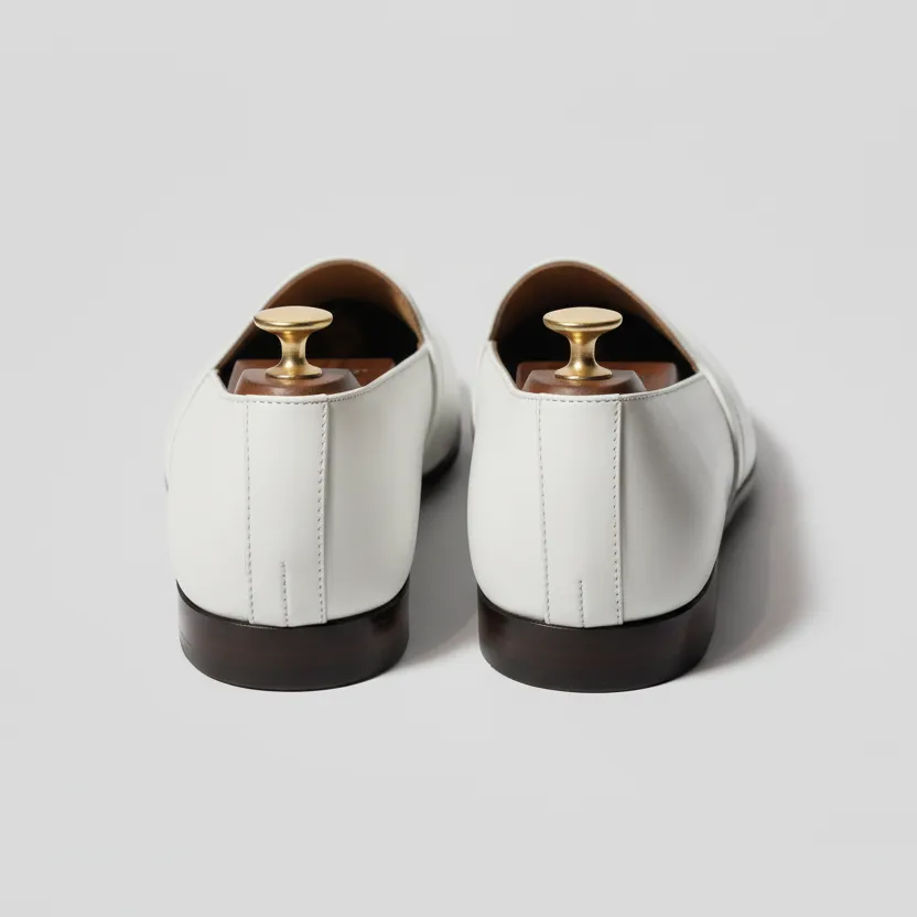 White Leather Tana Embroidered Peshawari Loafers | Wedding Shoes for Groom | Shoes for Haldi Mehendi Sangeet sold by Costoso Italiano product image thumbnail 4