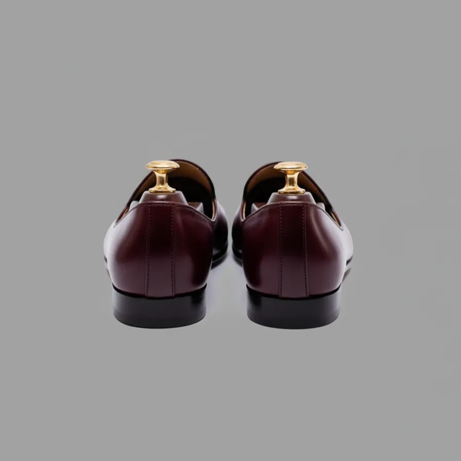 Burgundy Leather Tana Peshawari Hand Work Embroidered Zardozi Jutti Loafers | Wedding Shoes for Groom | Shoes for Haldi Mehendi Sangeet sold by Costoso Italiano product image thumbnail 3