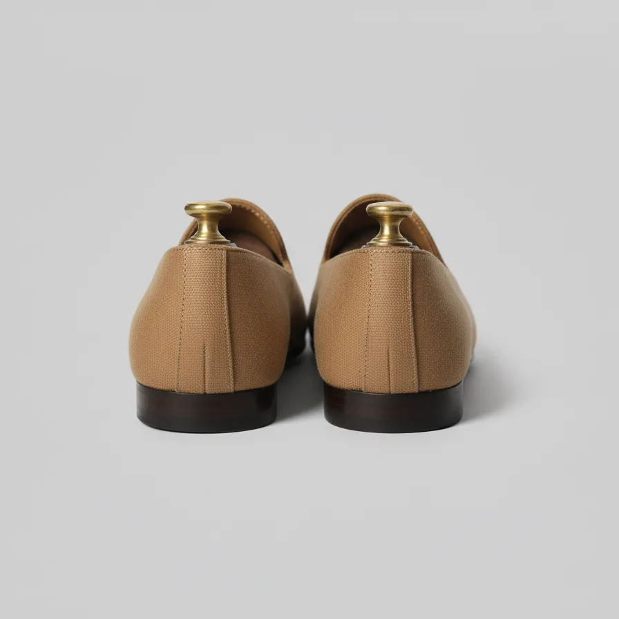 Tan Knitted Euro Velvet Tana Peshawari Jutti Loafers | Wedding Shoes for Groom | Shoes for Haldi Mehendi Sangeet sold by Costoso Italiano product image thumbnail 2