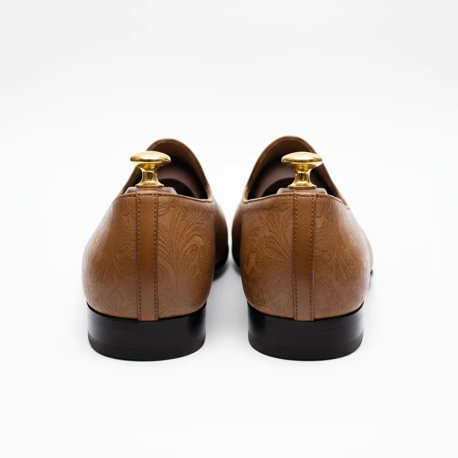 Tan Leather Tana Peshawari Jutti Loafers | Wedding Shoes for Groom | Shoes for Haldi Mehendi Sangeet sold by Costoso Italiano product image thumbnail 4