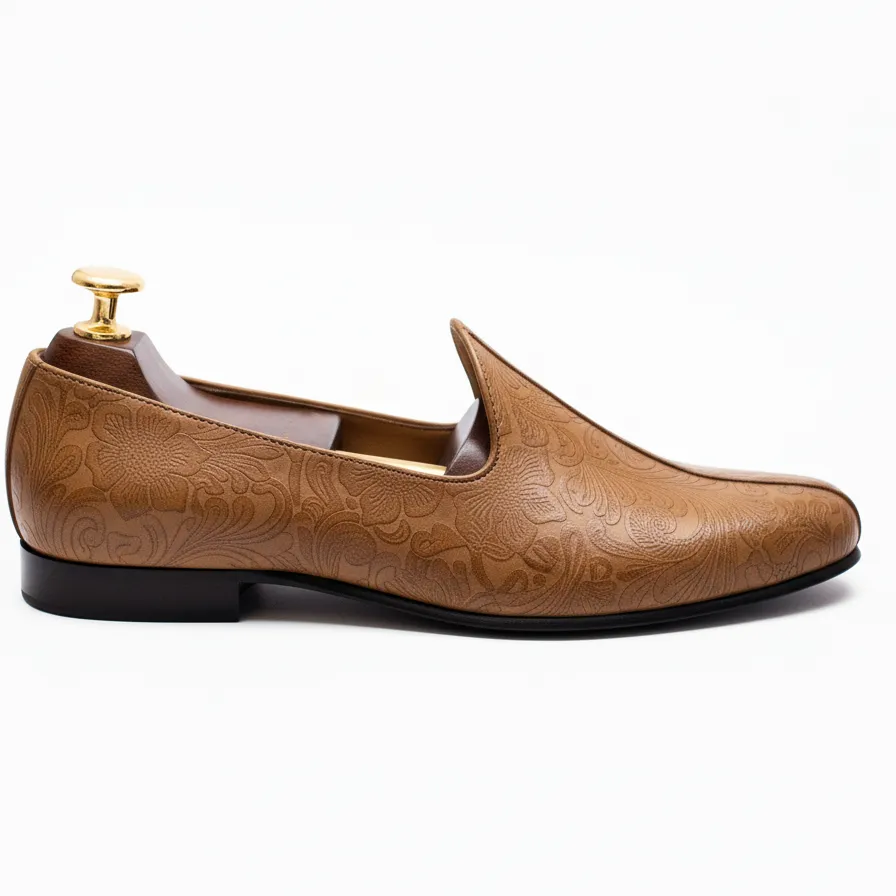 Tan Leather Tana Peshawari Jutti Loafers | Wedding Shoes for Groom | Shoes for Haldi Mehendi Sangeet sold by Costoso Italiano product image thumbnail 2