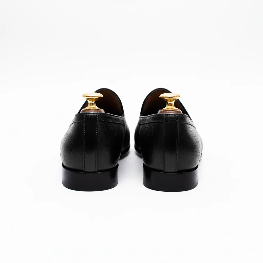 Black Leather Tana Peshawari Jutti Loafers | Wedding Shoes for Groom | Shoes for Haldi Mehendi Sangeet sold by Costoso Italiano product image thumbnail 4