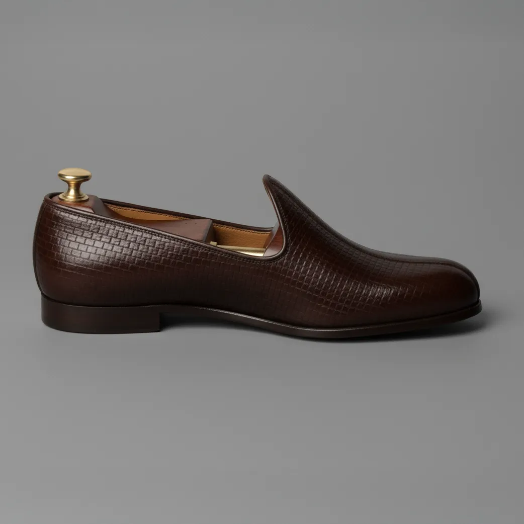 Burgundy Braided Leather Tana Peshawari Jutti Loafers | Wedding Shoes for Groom | Shoes for Haldi Mehendi Sangeet sold by Costoso Italiano product image thumbnail 2