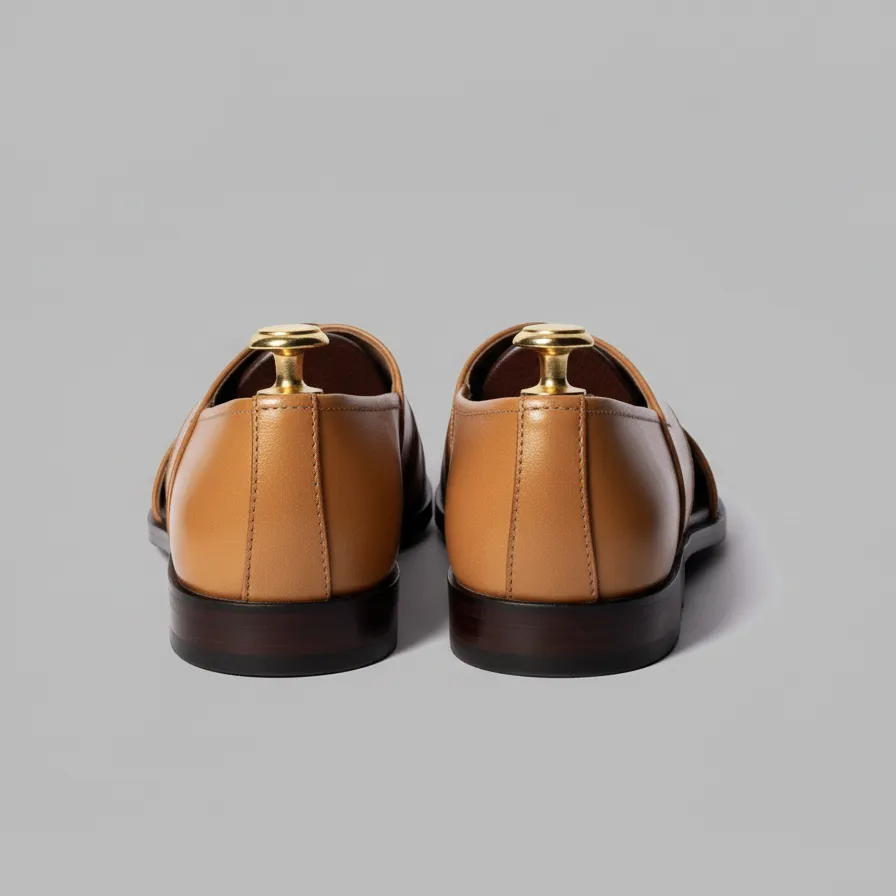 Tan Leather Tana Peshawari Loafers | Wedding Shoes for Groom | Shoes for Haldi Mehendi Sangeet sold by Costoso Italiano product image thumbnail 4