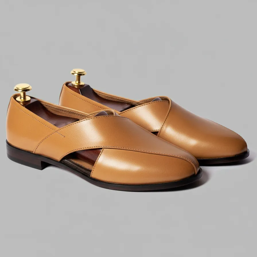 Tan Leather Tana Peshawari Loafers | Wedding Shoes for Groom | Shoes for Haldi Mehendi Sangeet sold by Costoso Italiano