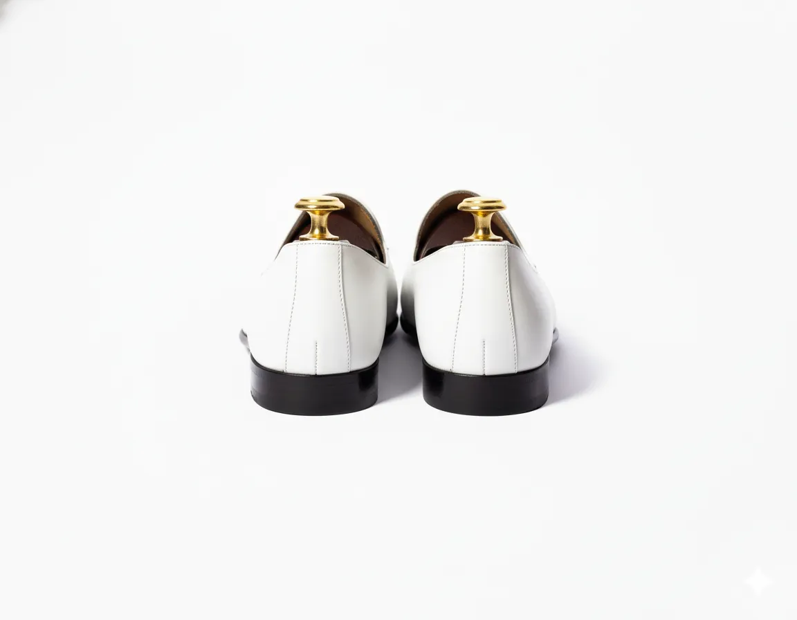 White Leather Tana Peshawari Loafers | Wedding Shoes for Groom | Shoes for Haldi Mehendi Sangeet sold by Costoso Italiano product image thumbnail 3