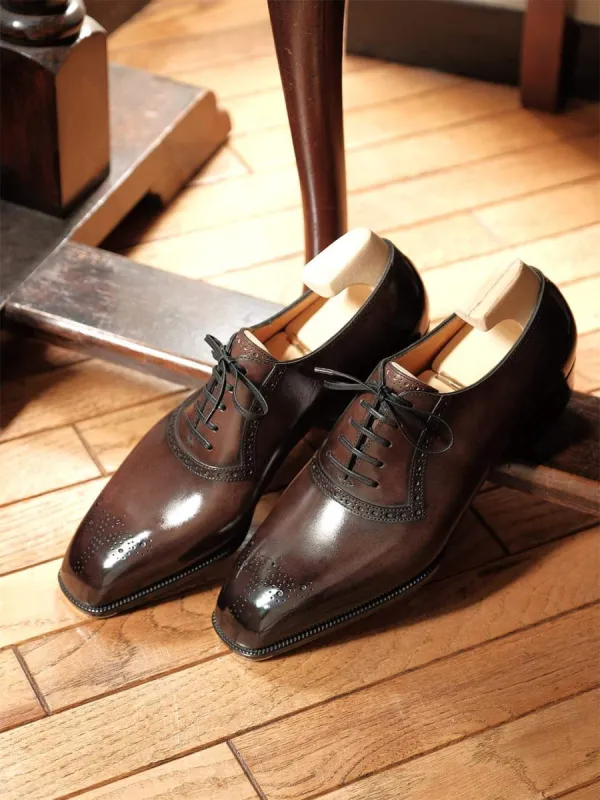 Brown Leather Faelan Brogue Oxfords - Formal Shoes - SS23 sold by Costoso Italiano