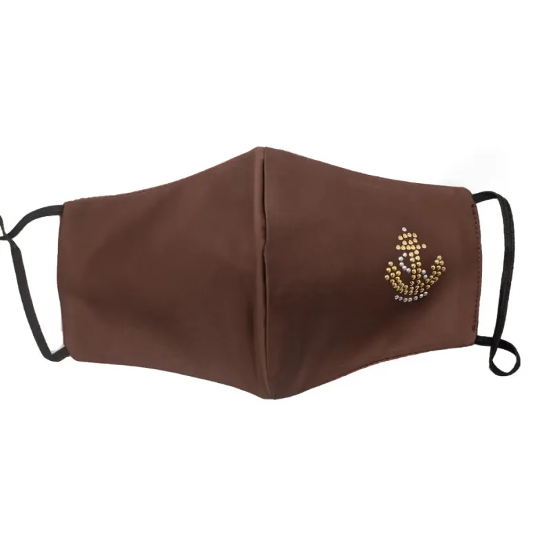 Brown Silk Mask with Anchor in Swarovski Crystals sold by Costoso Italiano
