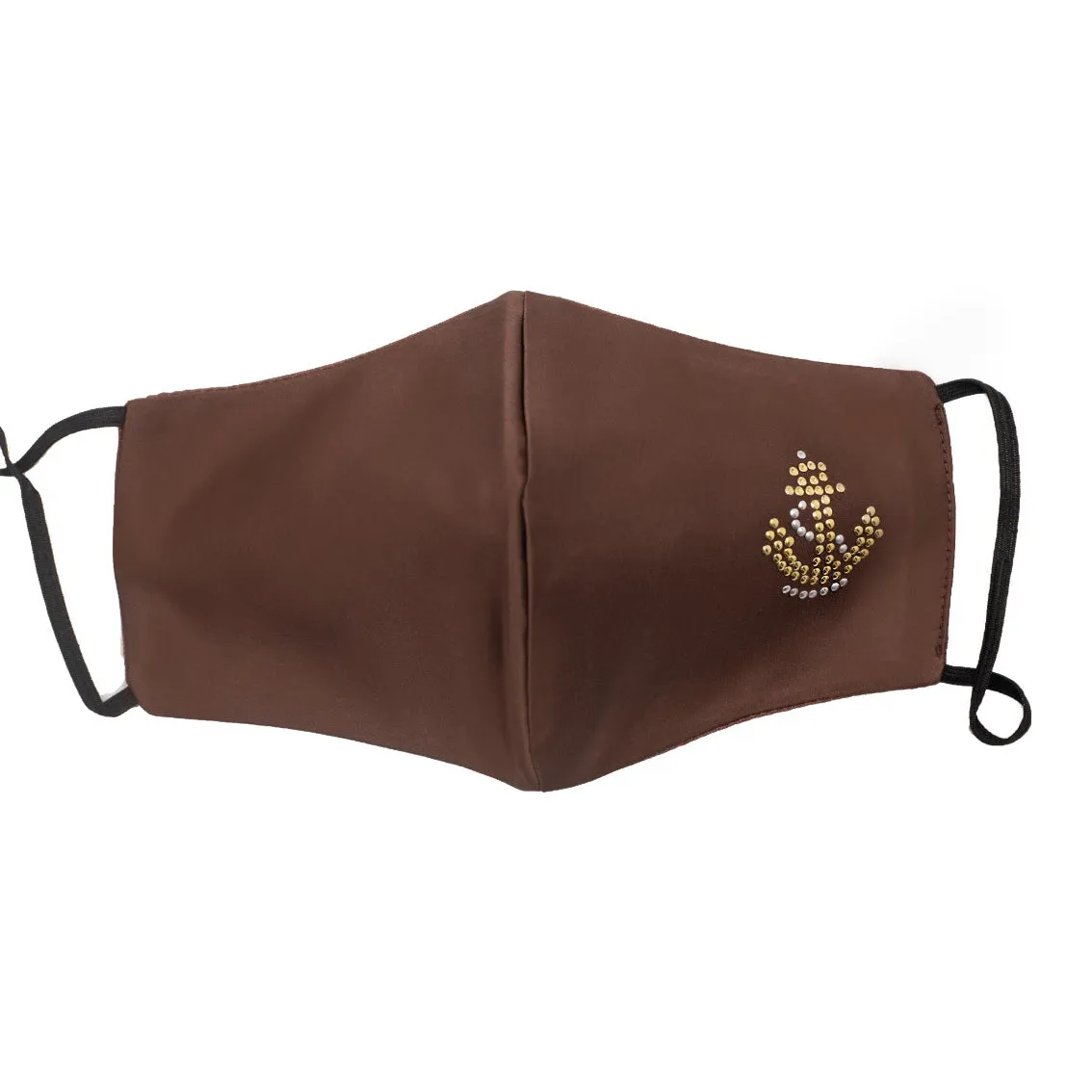 Brown Silk Mask with Anchor in Swarovski Crystals sold by Costoso Italiano