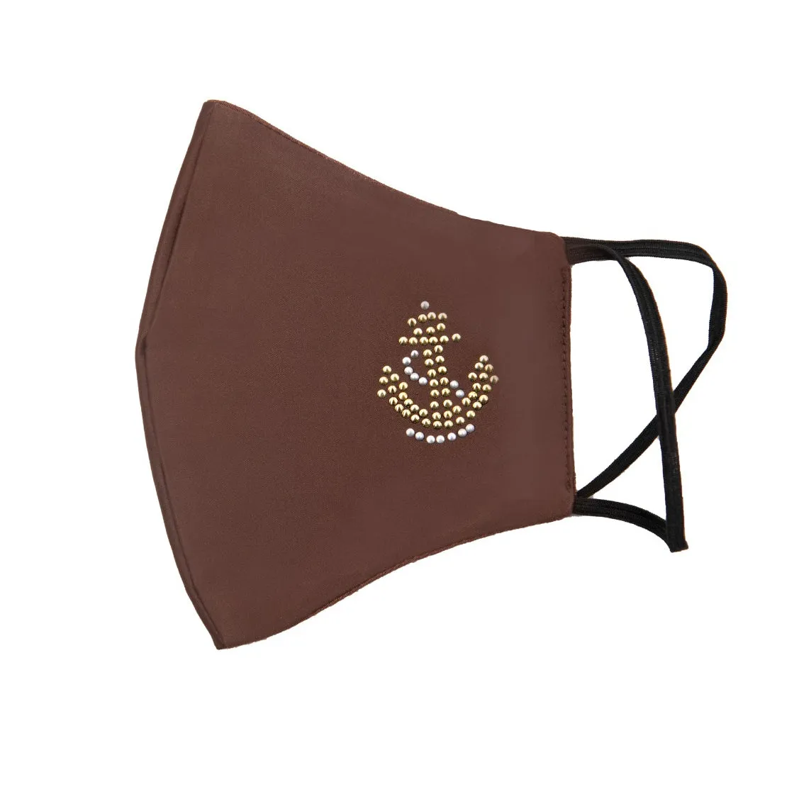 Brown Silk Mask with Anchor in Swarovski Crystals sold by Costoso Italiano product image thumbnail 2