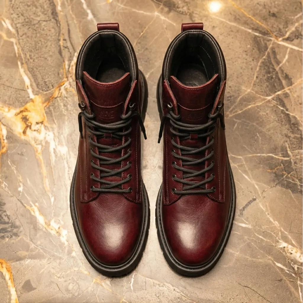 Burguny Leather Elvio Combat Boot sold by Costoso Italiano product image thumbnail 3