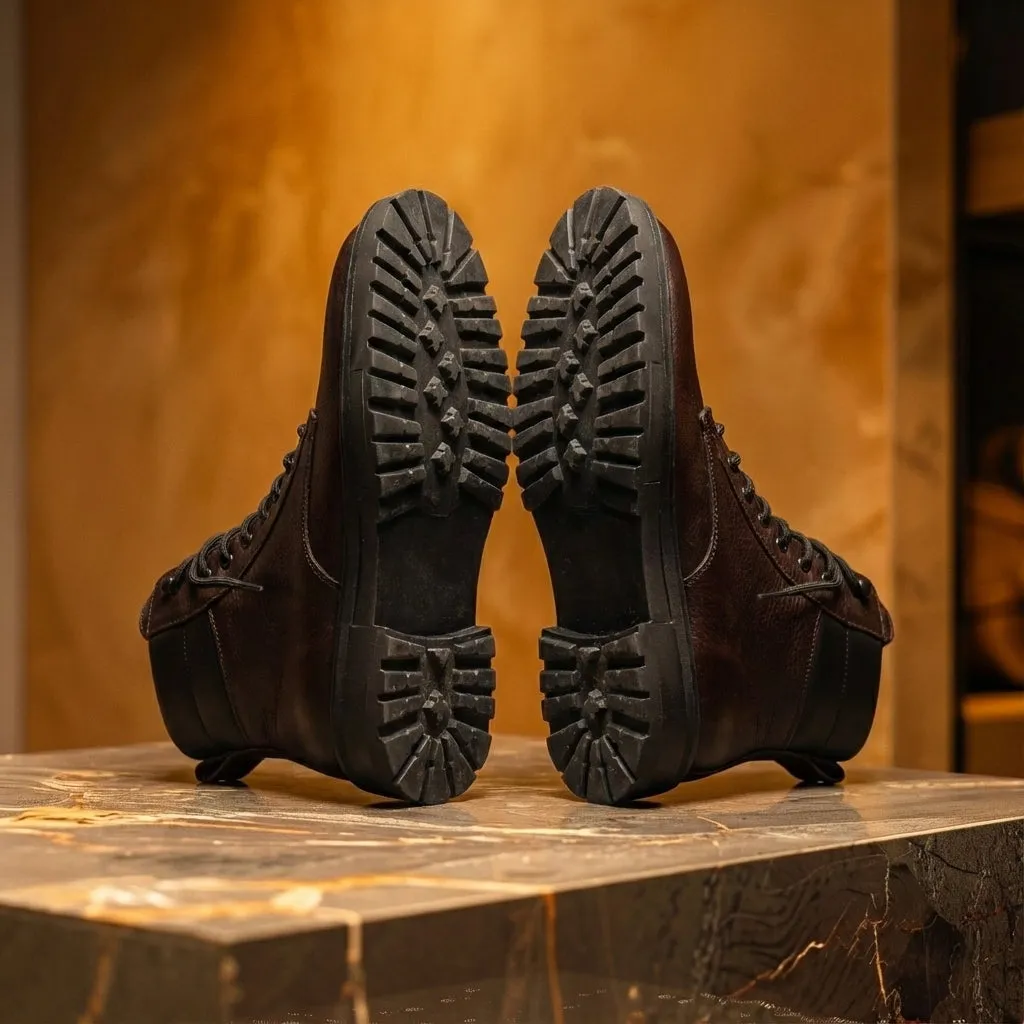 Brown Leather Elvio Combat Boot sold by Costoso Italiano product image thumbnail 5