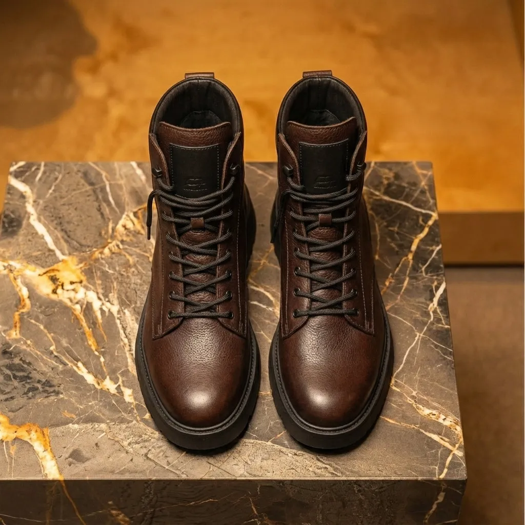 Brown Leather Elvio Combat Boot sold by Costoso Italiano product image thumbnail 3