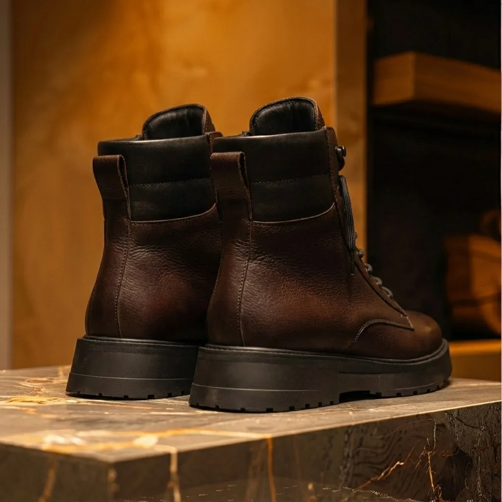 Brown Leather Elvio Combat Boot sold by Costoso Italiano product image thumbnail 4