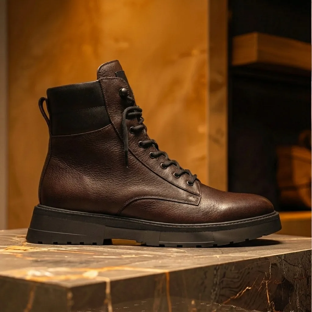 Brown Leather Elvio Combat Boot sold by Costoso Italiano product image thumbnail 2