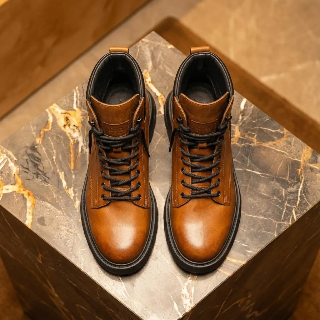 Tan Leather Elvio Combat Boot sold by Costoso Italiano product image thumbnail 3