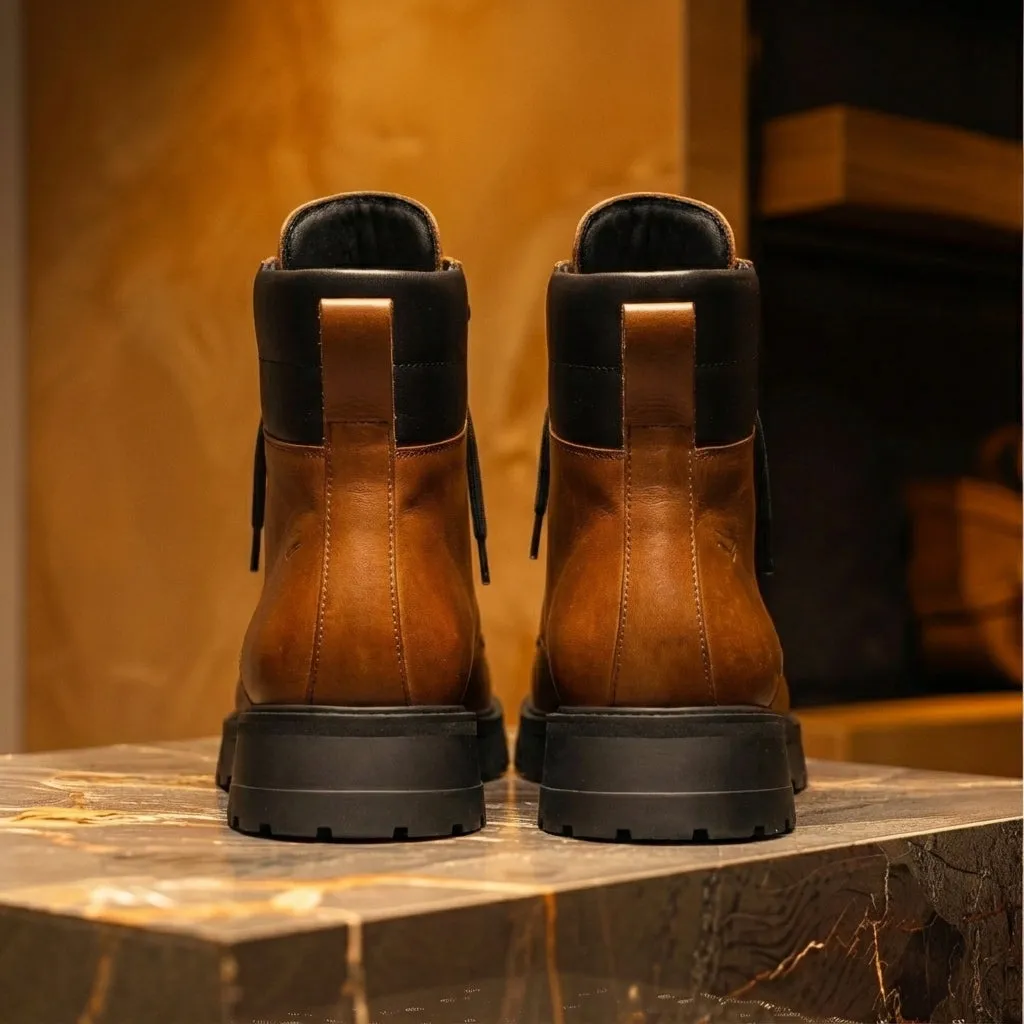 Tan Leather Elvio Combat Boot sold by Costoso Italiano product image thumbnail 4