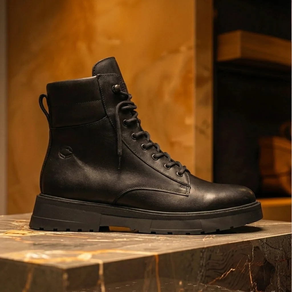 Black Leather Elvio Combat Boot sold by Costoso Italiano product image thumbnail 3