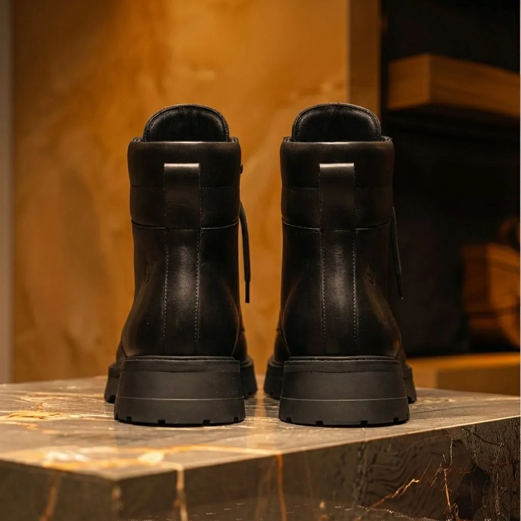 Black Leather Elvio Combat Boot sold by Costoso Italiano product image thumbnail 2