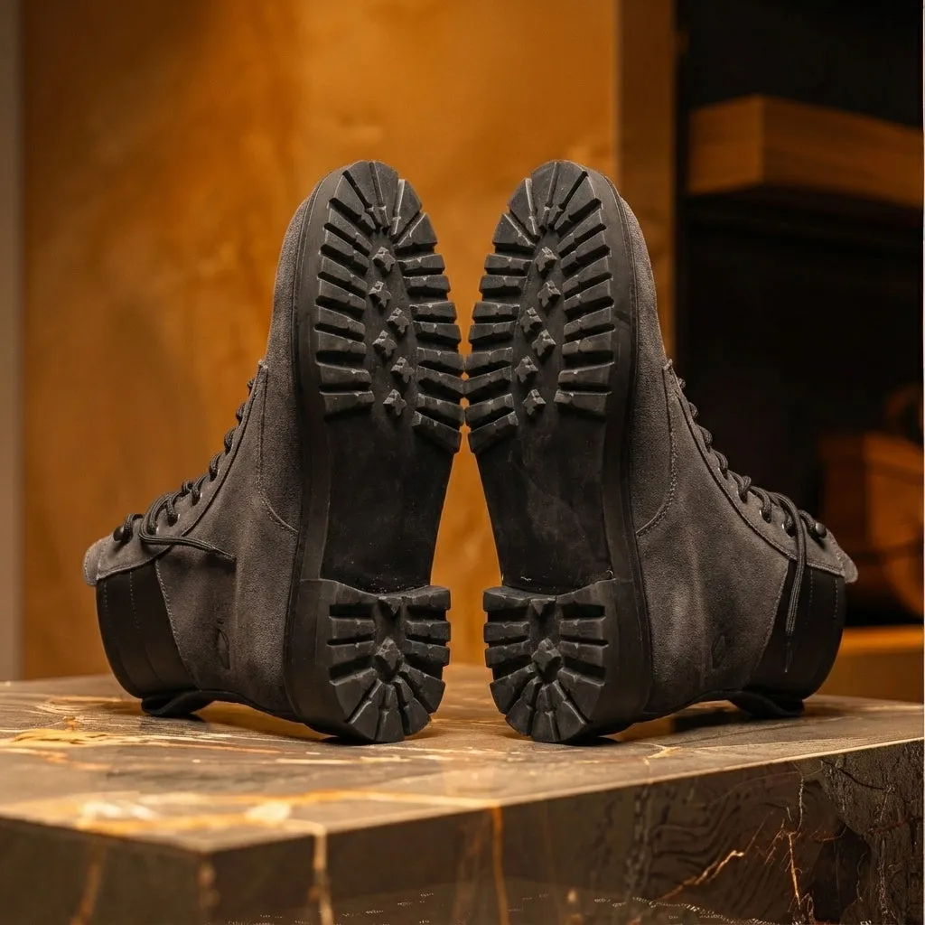 Grey Suede Leather Elvio Combat Boot sold by Costoso Italiano product image thumbnail 5