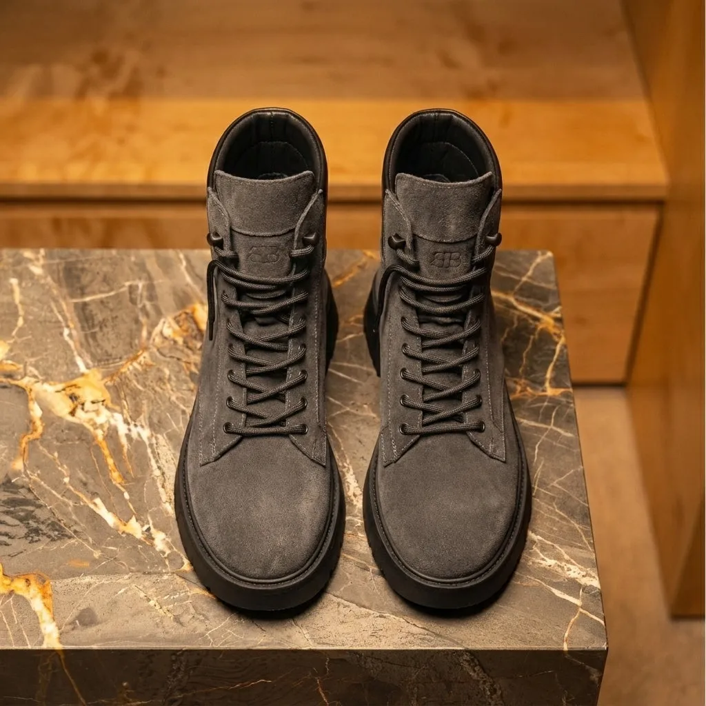 Grey Suede Leather Elvio Combat Boot sold by Costoso Italiano product image thumbnail 3