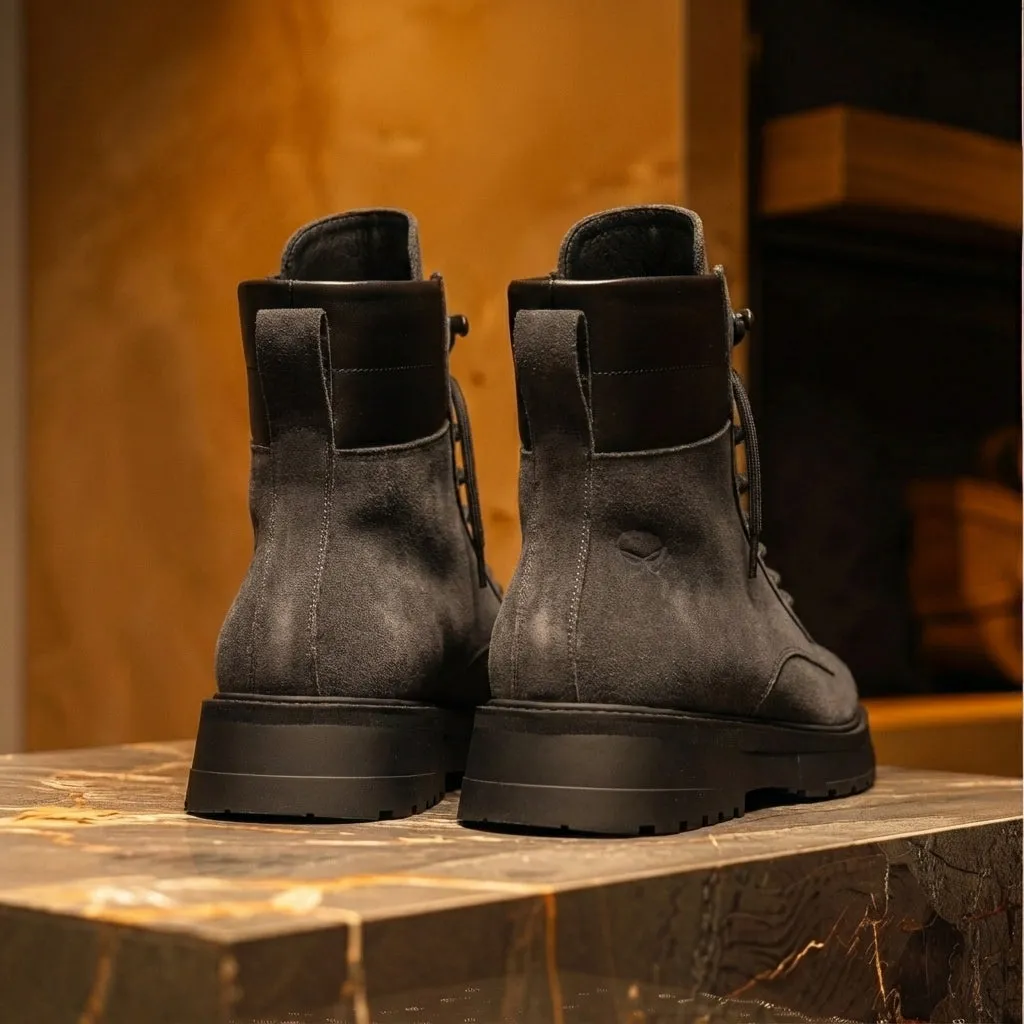 Grey Suede Leather Elvio Combat Boot sold by Costoso Italiano product image thumbnail 4