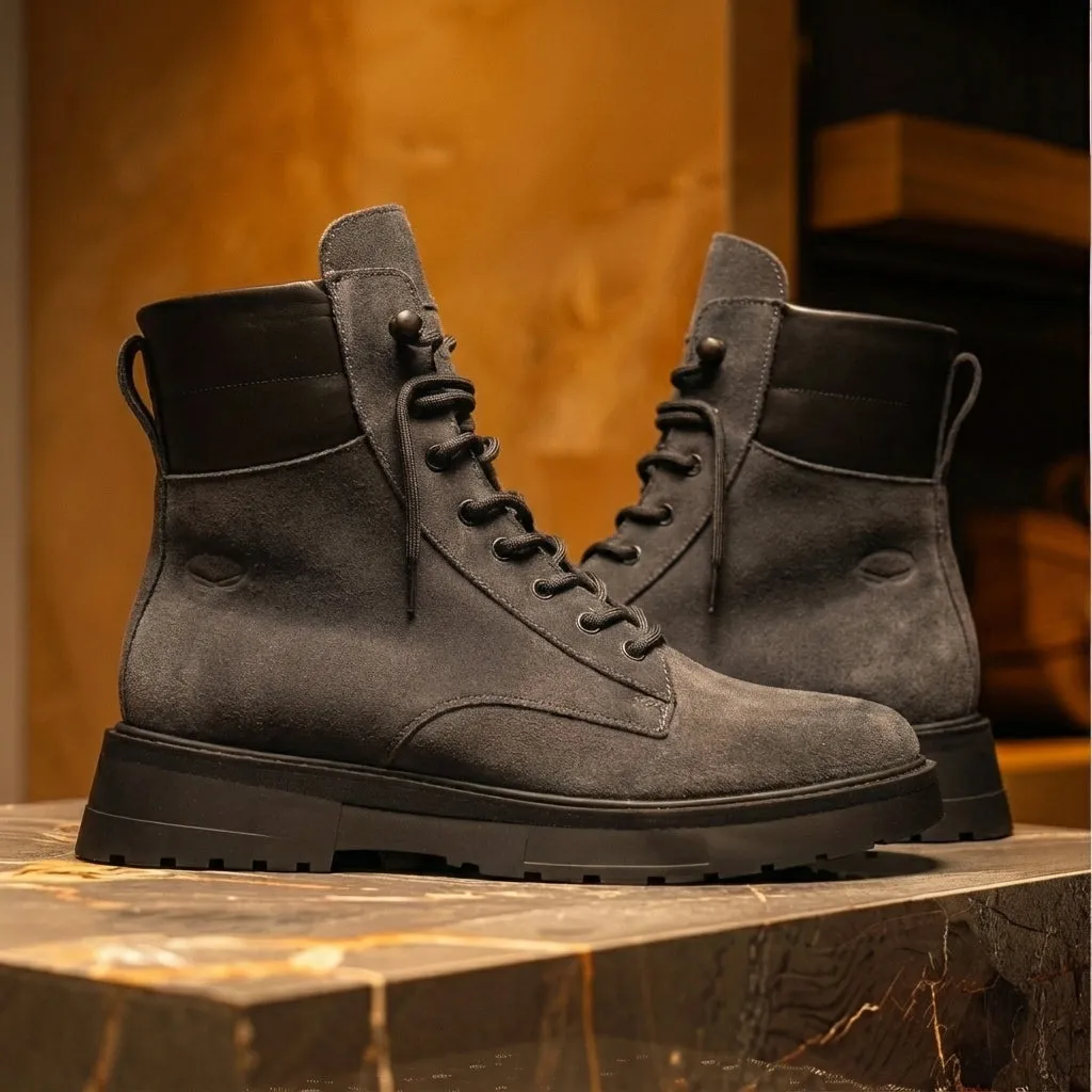 Grey Suede Leather Elvio Combat Boot sold by Costoso Italiano product image thumbnail 2