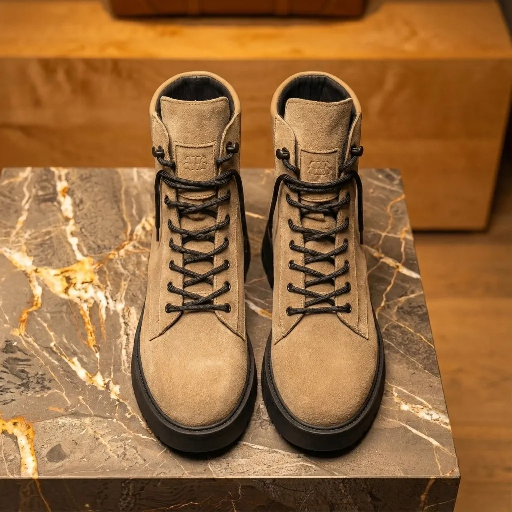 Beige Suede Leather Elvio Combat Boot sold by Costoso Italiano product image thumbnail 3