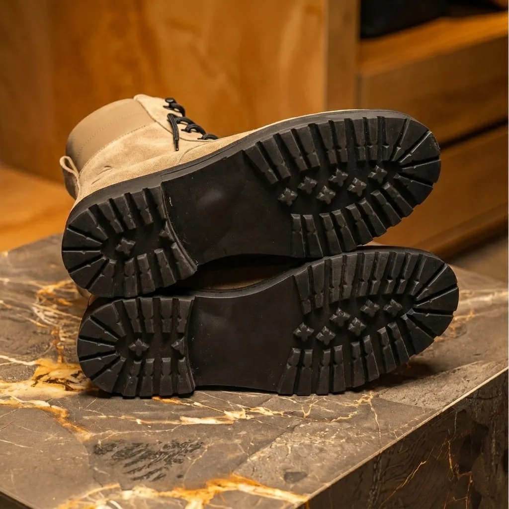 Beige Suede Leather Elvio Combat Boot sold by Costoso Italiano product image thumbnail 5