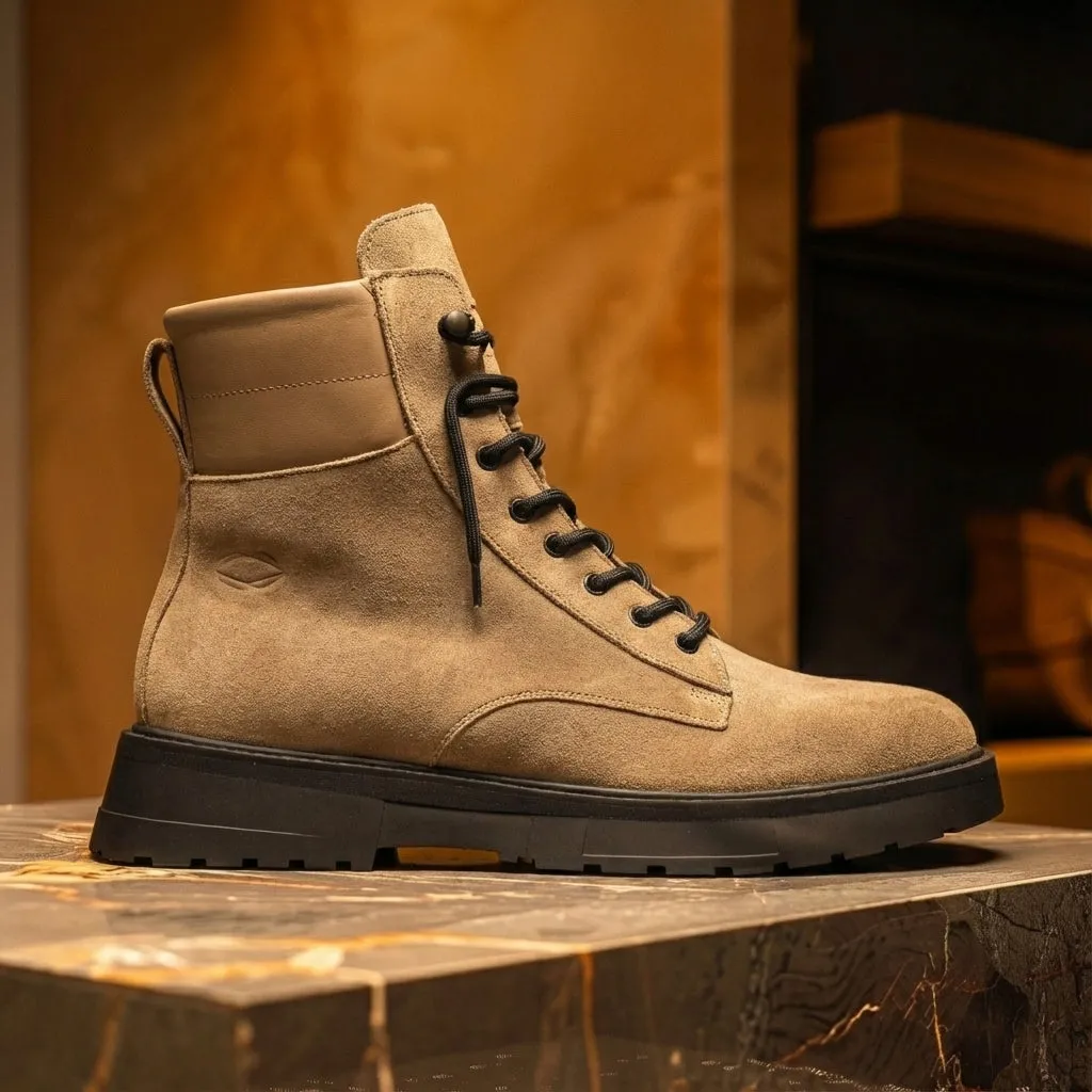 Beige Suede Leather Elvio Combat Boot sold by Costoso Italiano product image thumbnail 2