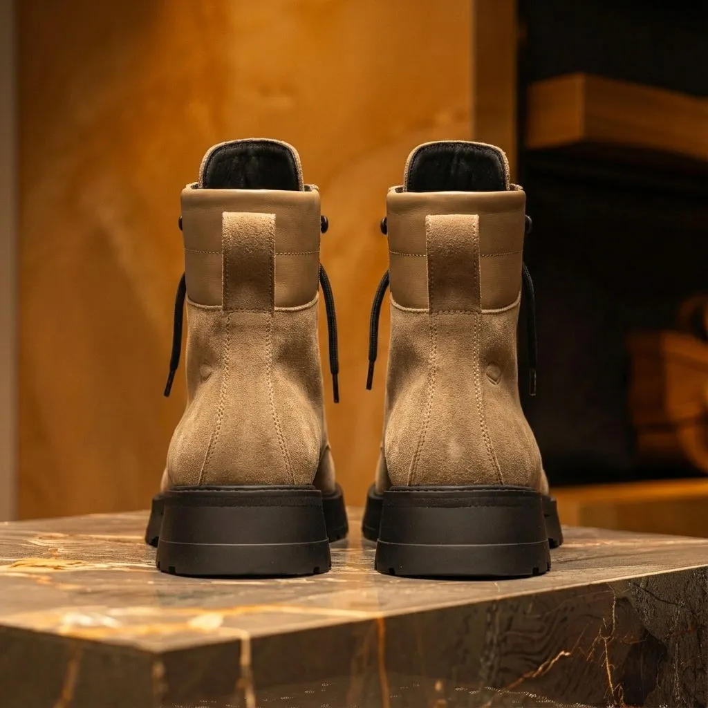 Beige Suede Leather Elvio Combat Boot sold by Costoso Italiano product image thumbnail 4