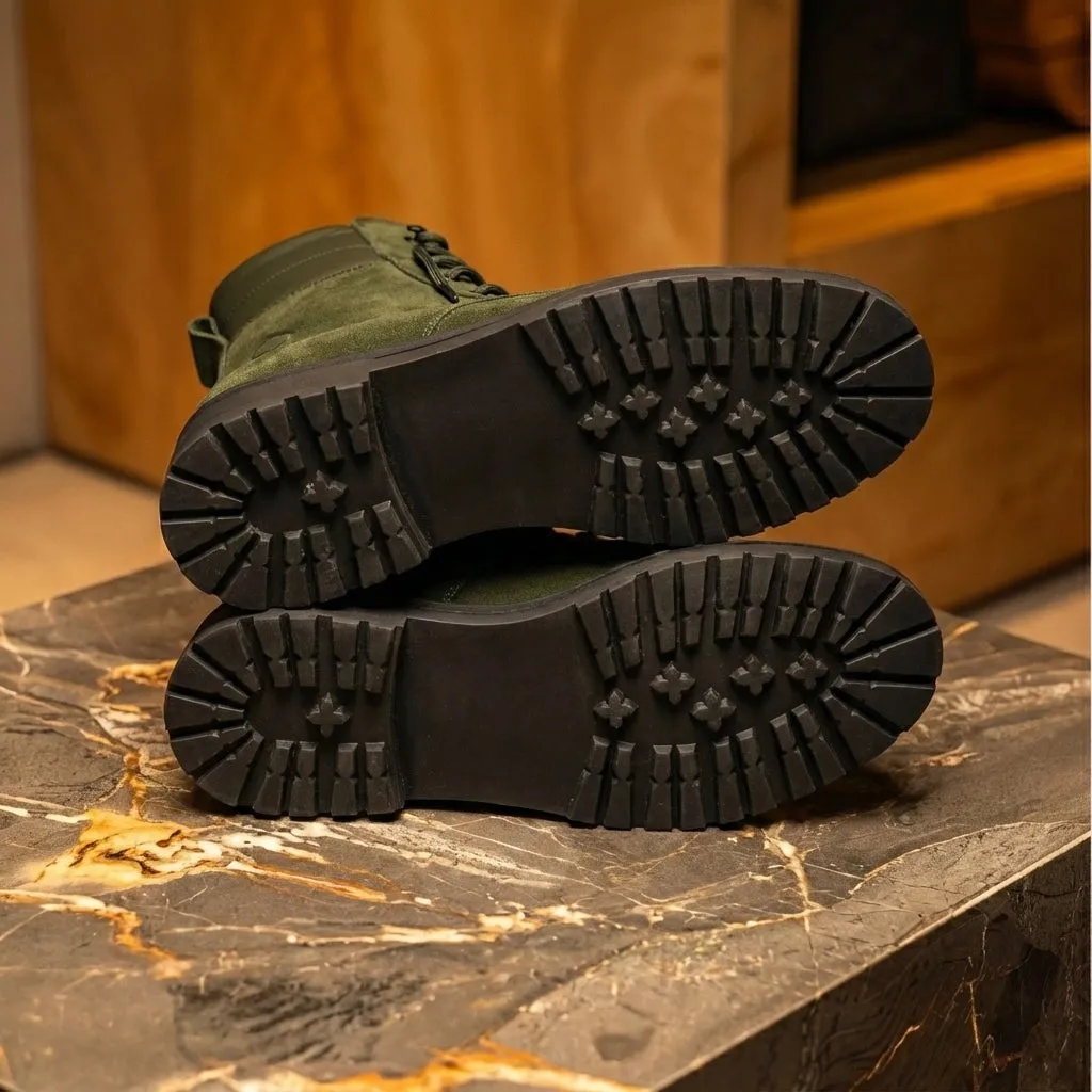 Green Suede Leather Elvio Combat Boot sold by Costoso Italiano product image thumbnail 5