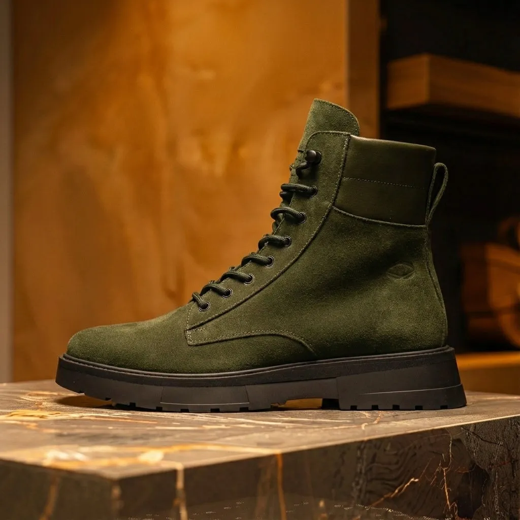 Green Suede Leather Elvio Combat Boot sold by Costoso Italiano product image thumbnail 2