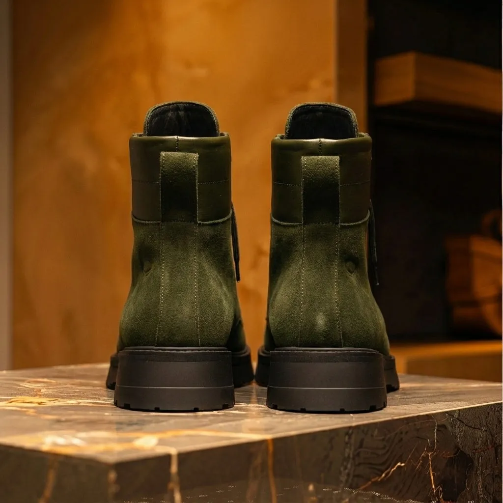 Green Suede Leather Elvio Combat Boot sold by Costoso Italiano product image thumbnail 4